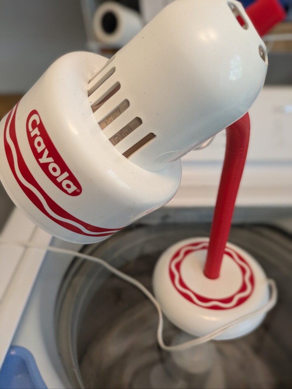 Vintage Crayola White and Red Fun lamp  Flexible Neck Desk Lamp